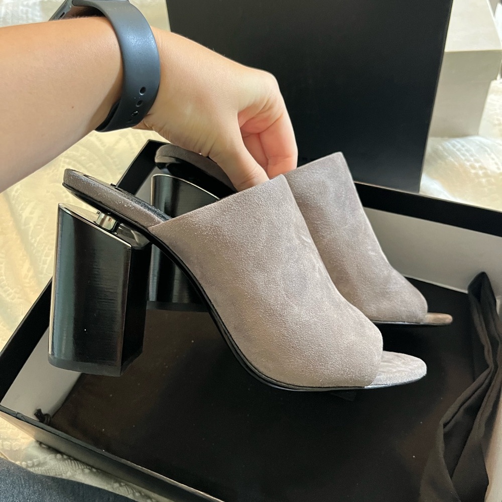 Alexander Wang Gray Block Heel Mules